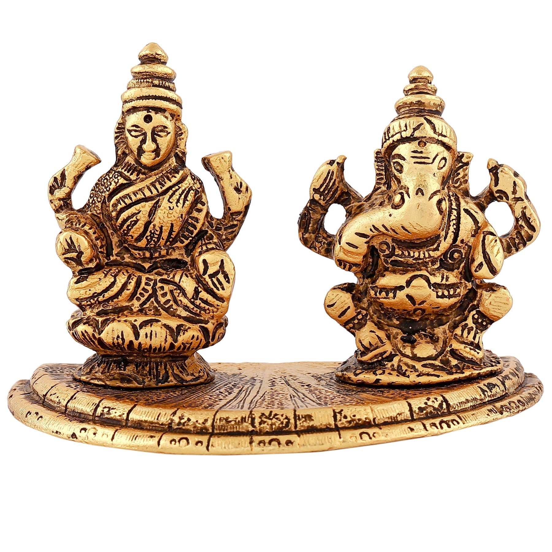 Estele Gold-Polished Goddess Laxmi & Lord Ganapati Idol for Pooja & Car Decor Estele Accessories