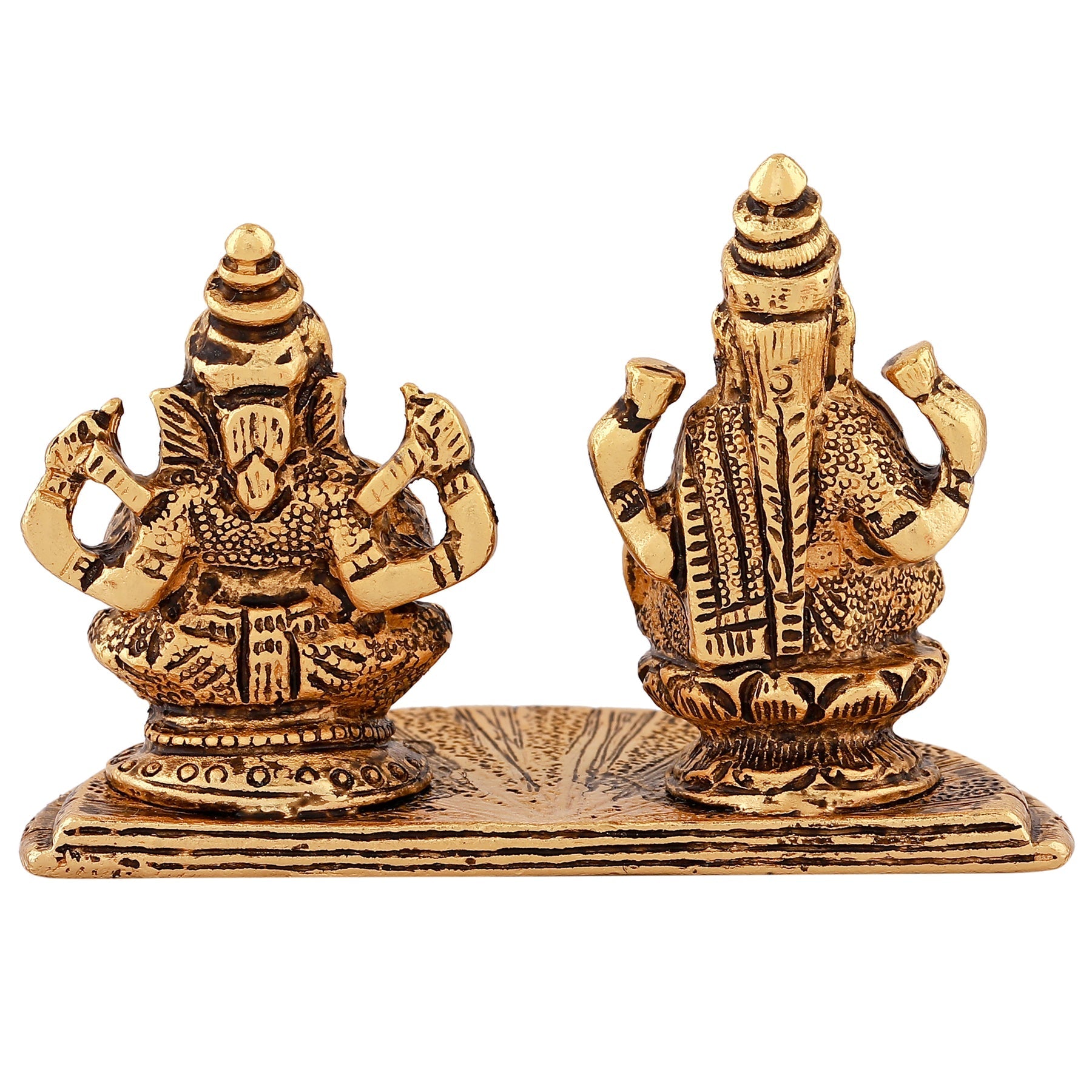 Estele Gold-Polished Goddess Laxmi & Lord Ganapati Idol for Pooja & Car Decor Estele Accessories