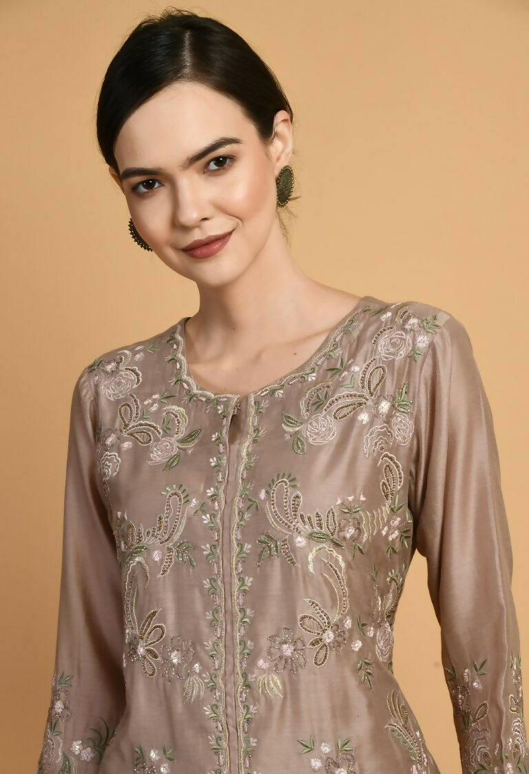 Joban Fashion Coffee Chanderi Kurta Set