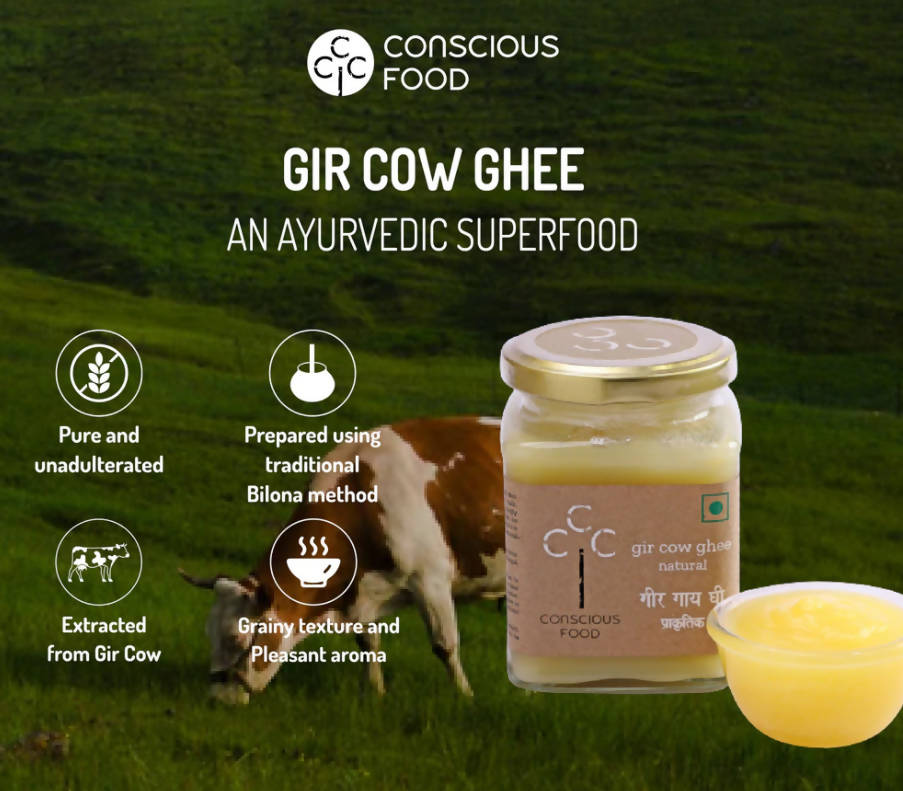 Conscious Food A2 Gir Cow Ghee (Bilona Preparation) | 100% Gir Cow Ghee | Homemade & Organic Ghee 