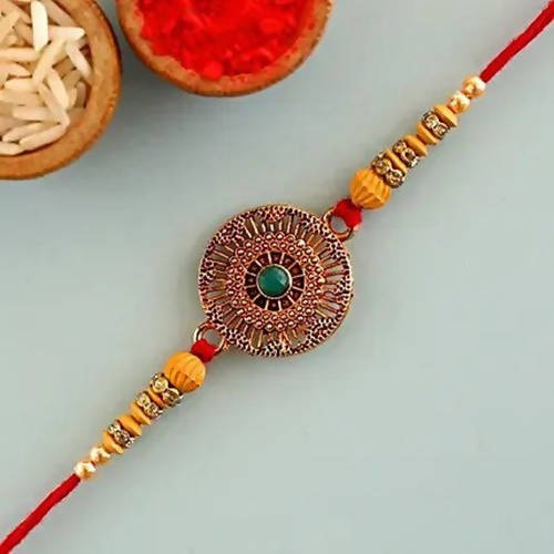 Kundan Ethnic Rakhi and Dairy Milk Crackle Chocolates