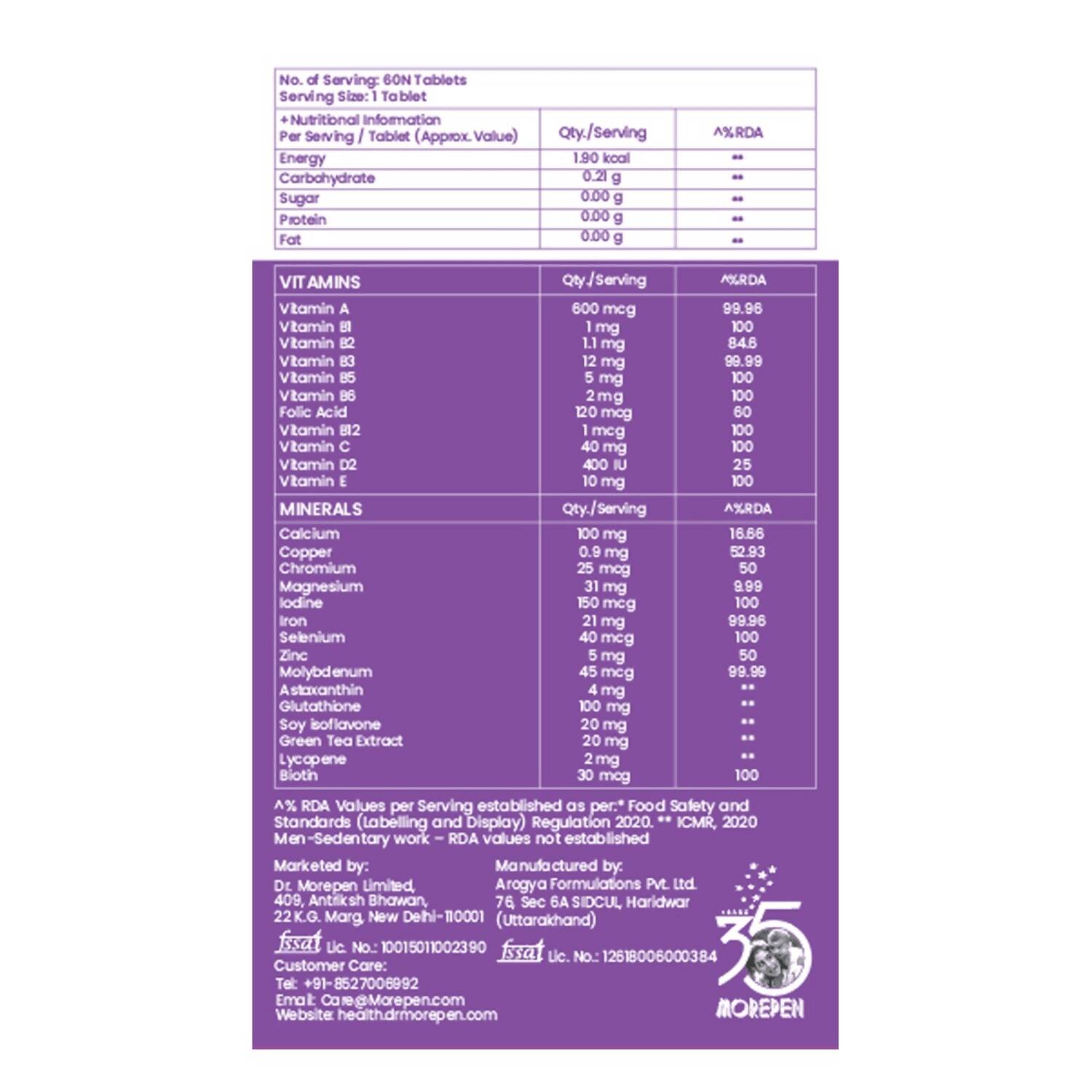 Dr. Morepen Biotin+ Advanced Tablets and Multivitamin Women Tablets Combo 