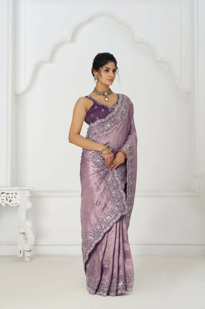 Kesar Fab Latest Bluepure Dola Viscouse Silk With Sequins And Beads Embroidery For Festivals Saree