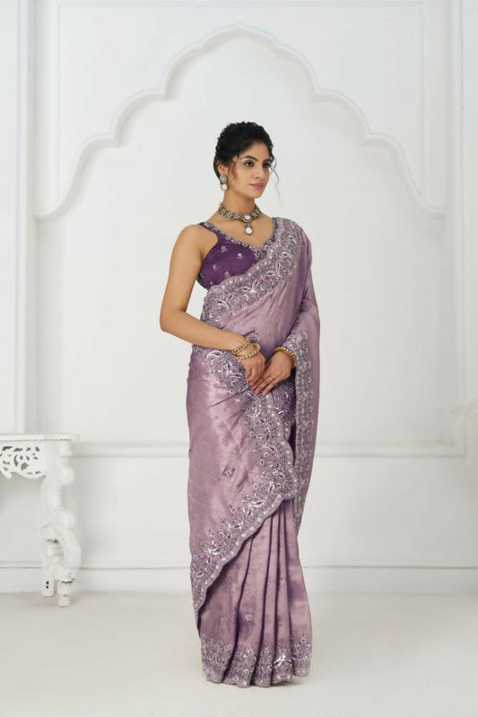 Kesar Fab Latest Bluepure Dola Viscouse Silk With Sequins And Beads Embroidery For Festivals Saree
