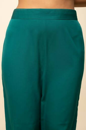 FIORRA Women's Teal Blue Crepe A-Line Kurta Pant with Dupatta 