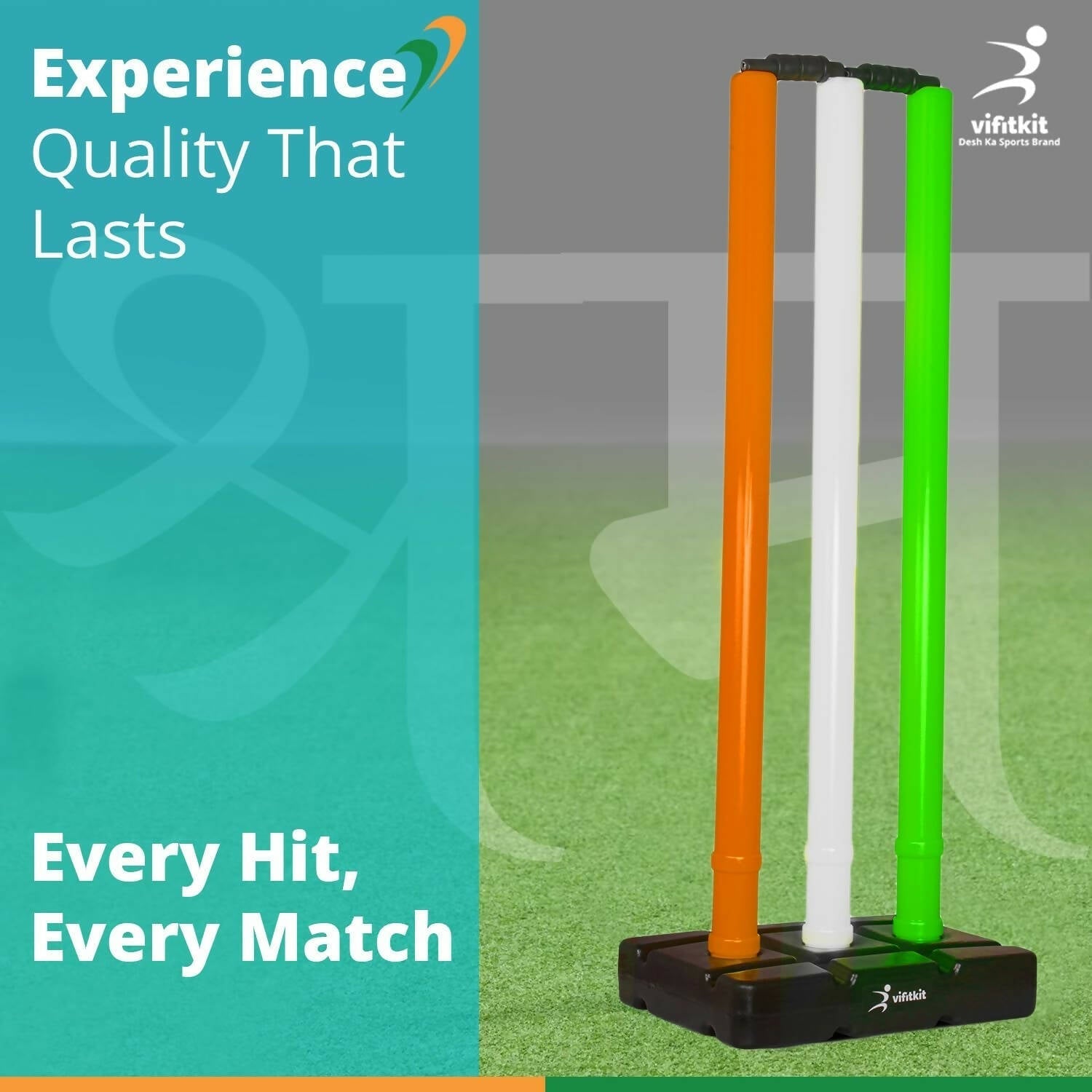 Vifitkit Cricket Stumps with Stand & Bails (Tricolour) 