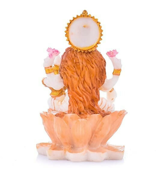 Soni Craft Handmade Poly Resin Lakshmi Ji Sculpture Sitting On Lotus Statue - Grab2buy