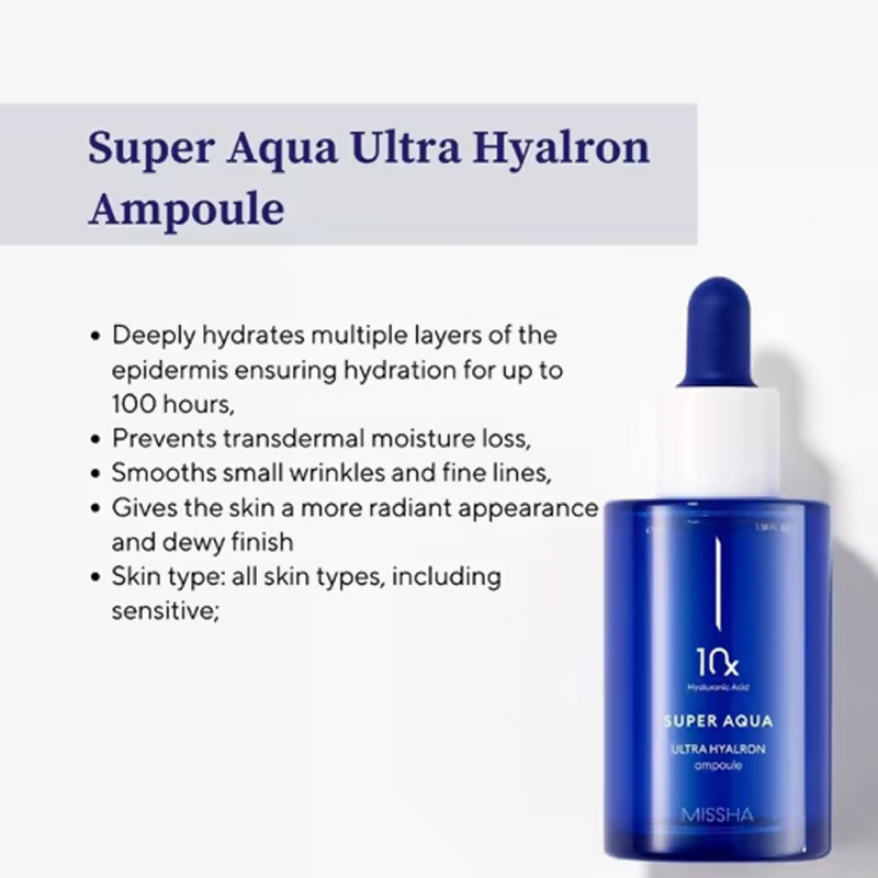 Missha Super Aqua Ultra Hyalron Ampoule  Grab2Buy Missha Grab2Buy