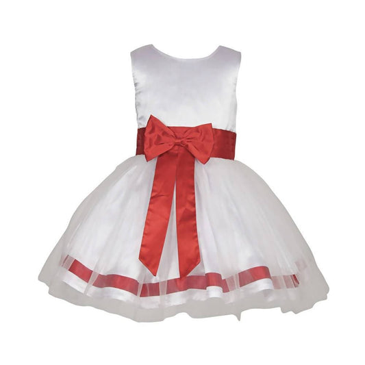 Asmaani Baby Girl's White Color Satin Knee Length Frock (AS-DRESS_22016) - Grab2buy