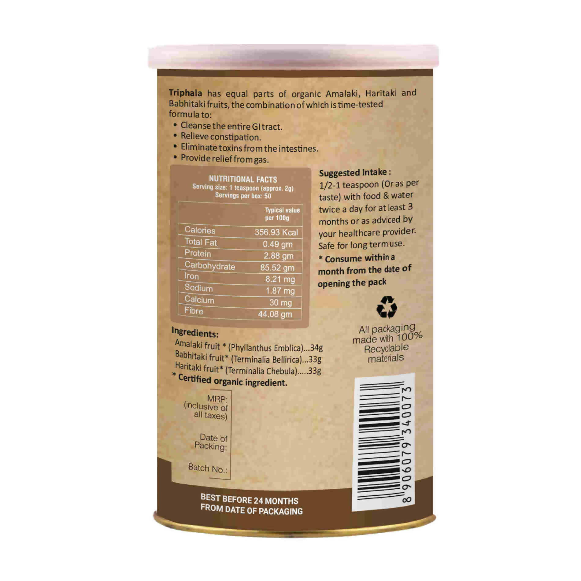 Organic Wellness Triphala Powder 
