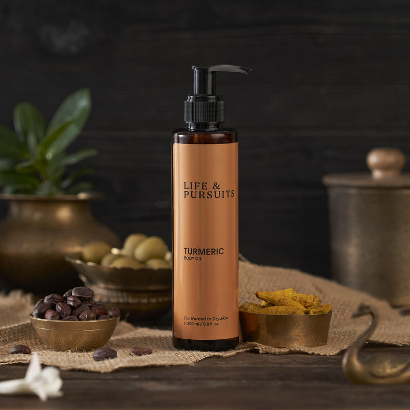 Life & Pursuits | Turmeric Body Oil | Massage Oil for Skin & Face | Made with with Organic Coconut Oil, Argan Oil 