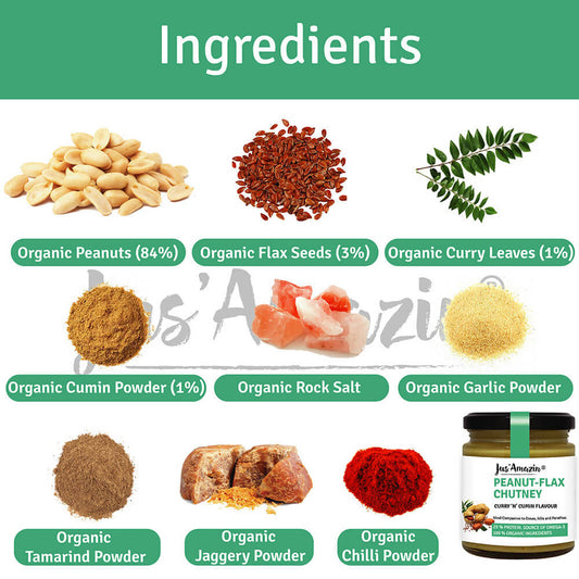 Jus Amazin Peanut Flax chutney Curry 'N' Cumin Flavour - Grab2buy