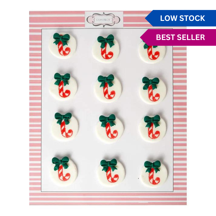 Confect Christmas Candy Cane Red & Green | Edible Christmas Topper