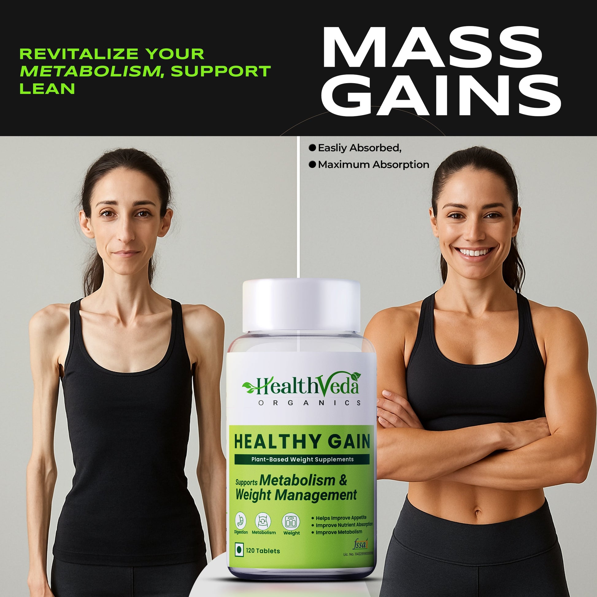 Health Veda Organics Healthy Gain Tablets 