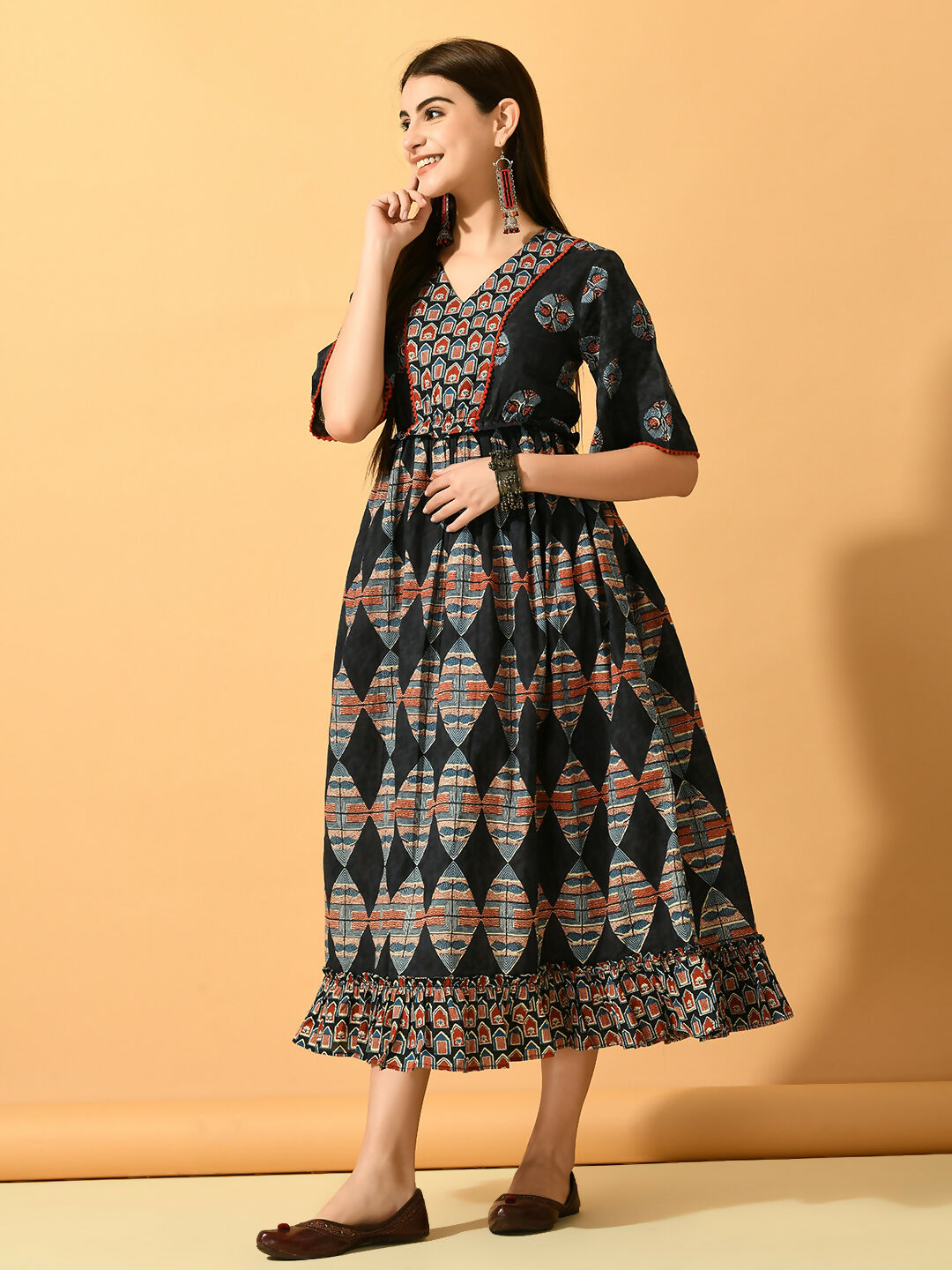 Myshka Women's Multi Fit and Flare Party Dress