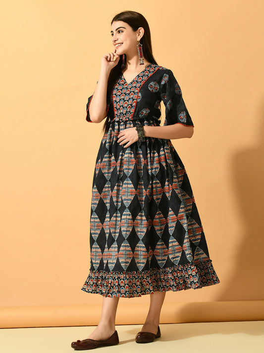 Myshka Women's Multi Fit and Flare Party Dress
