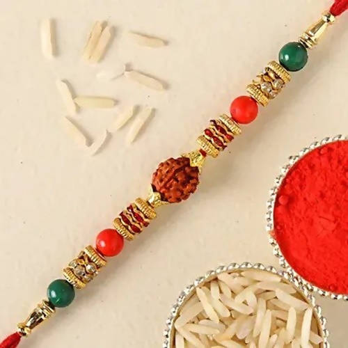 Rudraksha Rakhi & Love My Brother Amul Chocolate Sleeve
