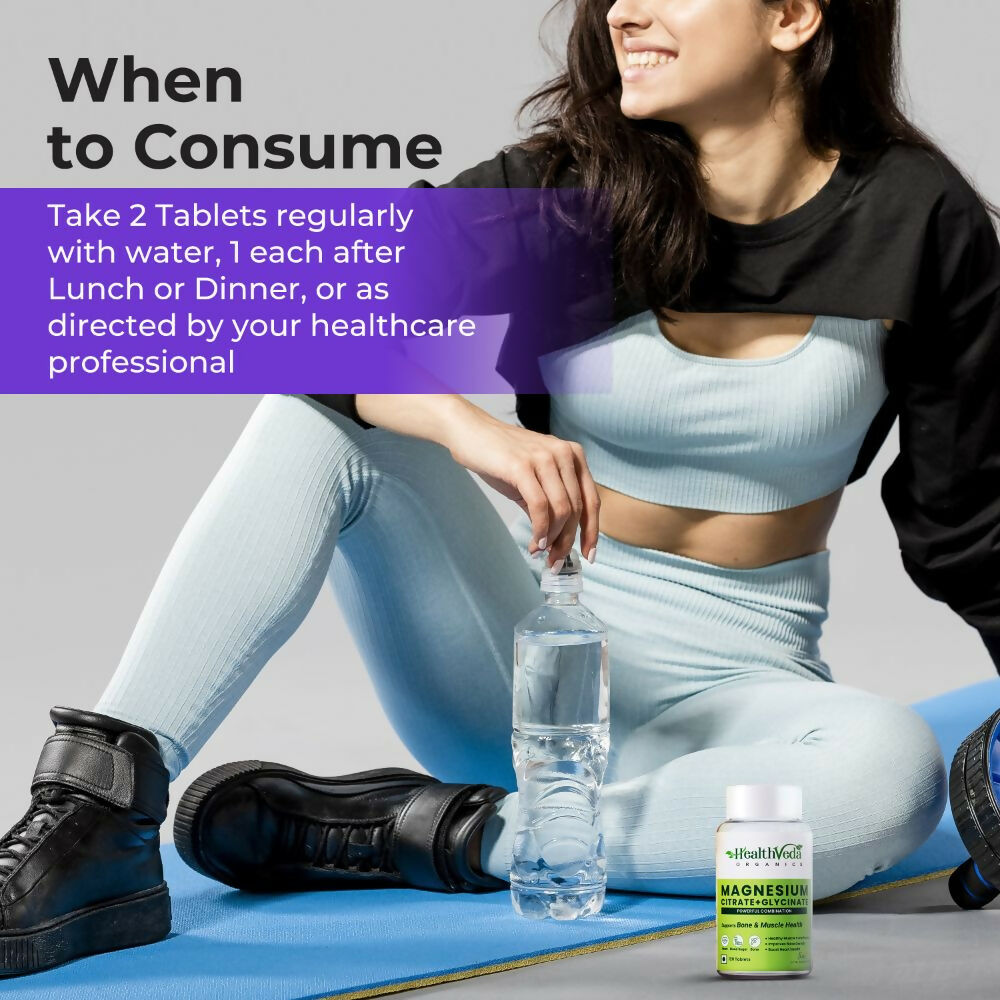 Health Veda Organics Magnesium Citrate+Glycinate Tablets 