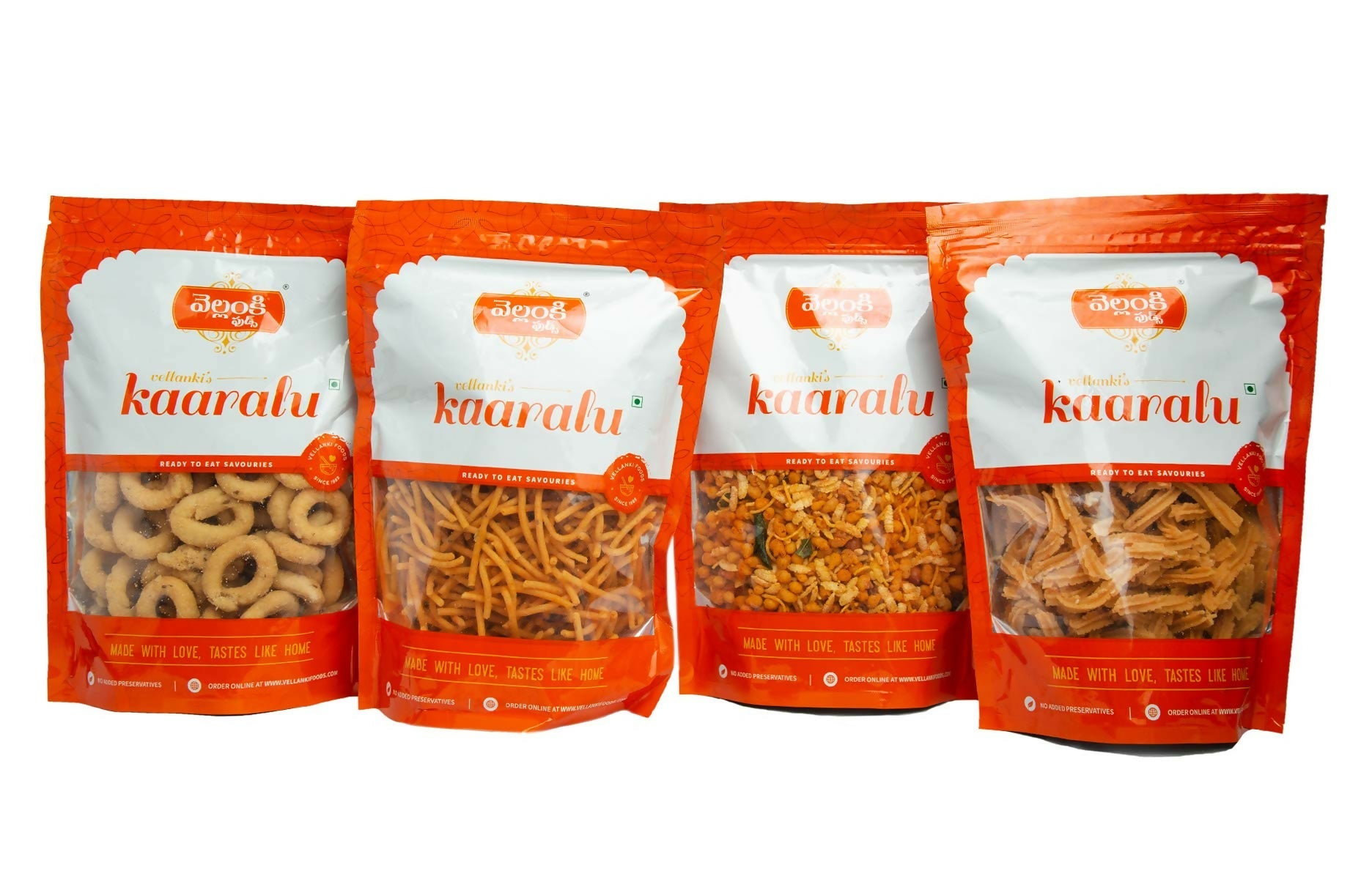 Vellanki Foods Namkeen Combo Pack (250g Each) - Muruku, Chegodi, Vampoosa, Mixture - Grab2buy