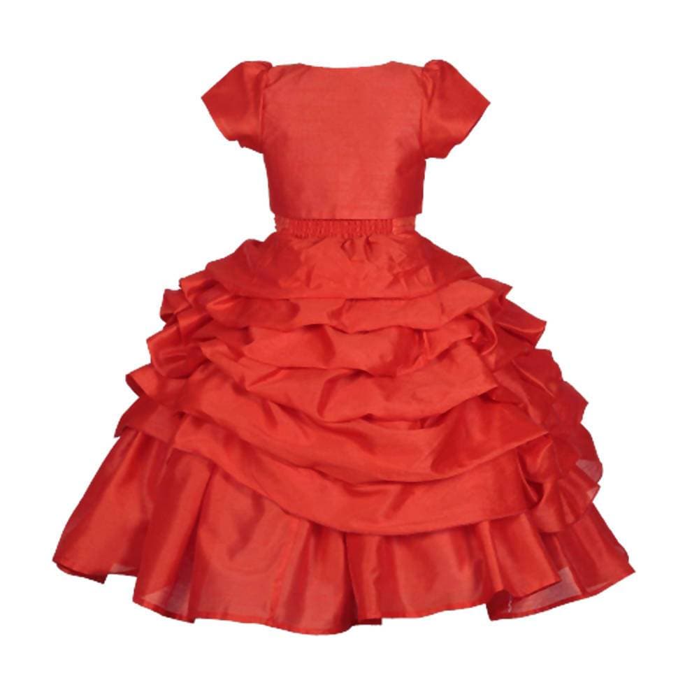 Asmaani Baby Girl's Red Colour Satin A-Line Maxi Full Length Dress (AS-DRESS_22117) - Grab2buy