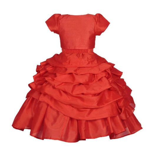 Asmaani Baby Girl's Red Colour Satin A-Line Maxi Full Length Dress (AS-DRESS_22117) - Grab2buy