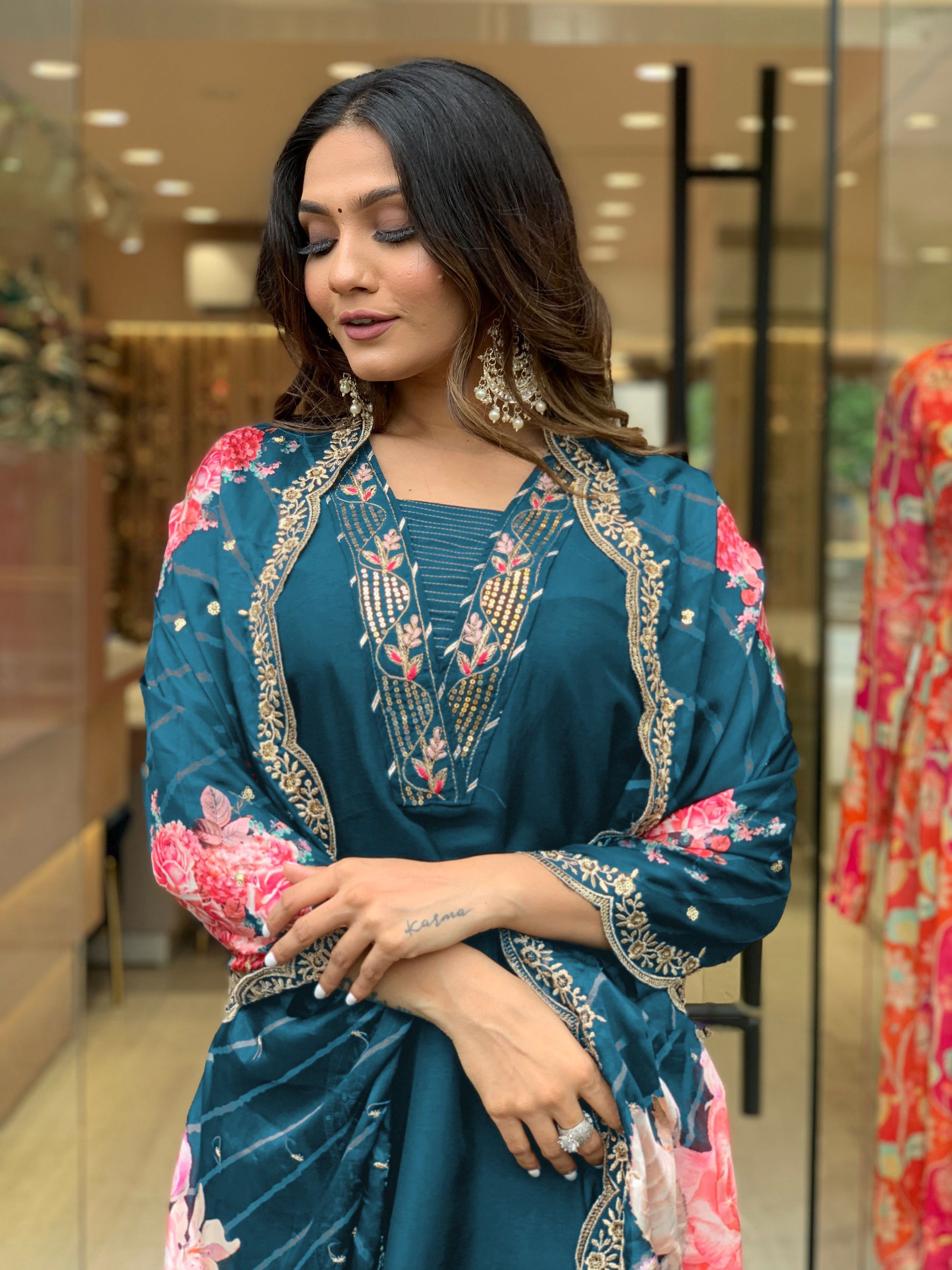 Yash Enterprise Morpankh Rayon Embroidery Party Wear Suit Set  Grab2Buy Yash Enterprise Grab2Buy