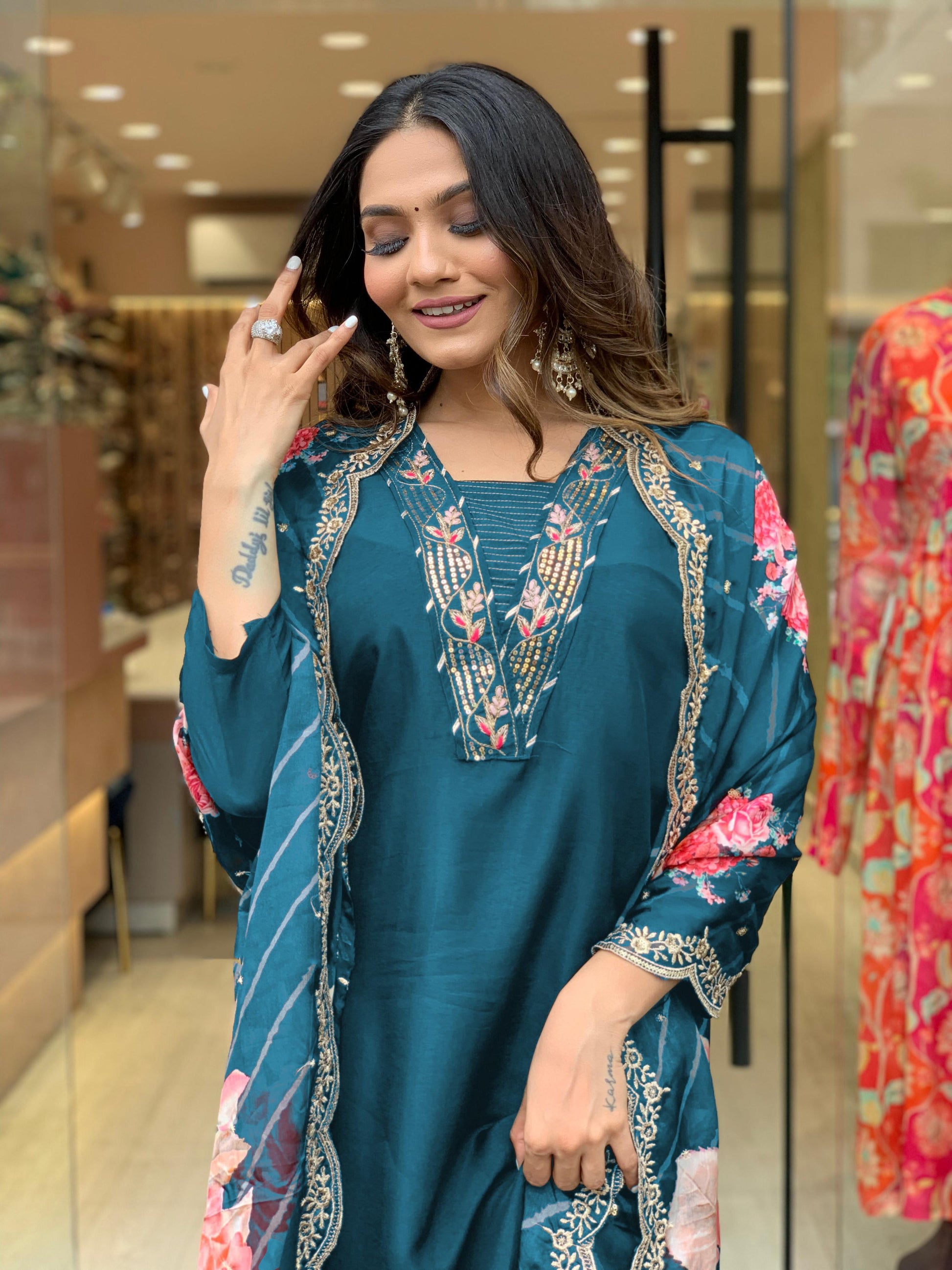Yash Enterprise Morpankh Rayon Embroidery Party Wear Suit Set  Grab2Buy Yash Enterprise Grab2Buy