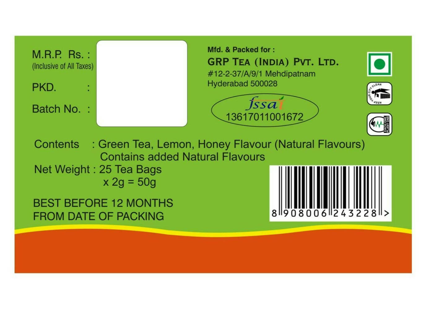 Tanza Tea Slim Green Tea Bags Lemon Honey - Grab2buy