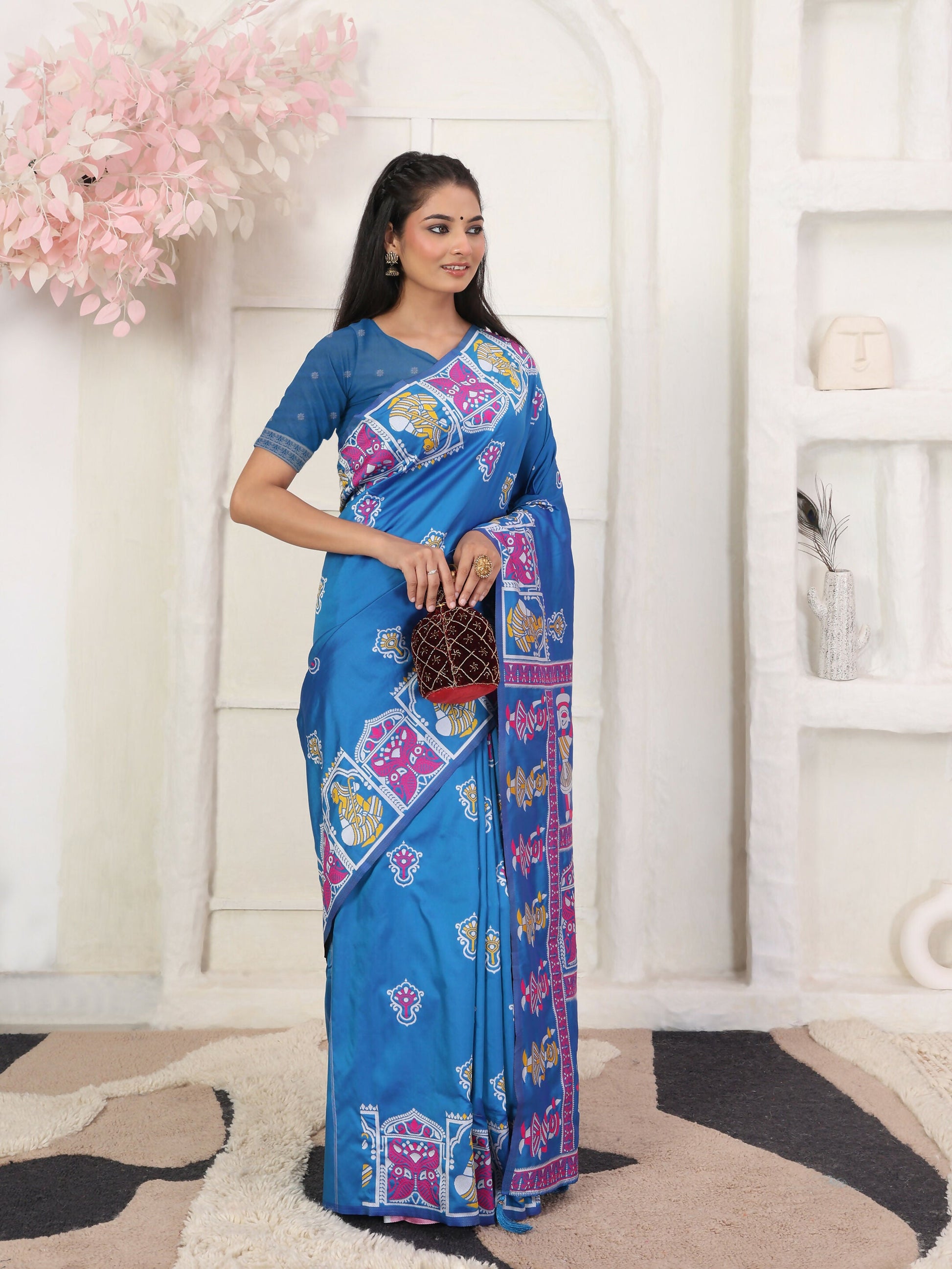 Shree Shyam Fashion Silk Blend Blue Saree