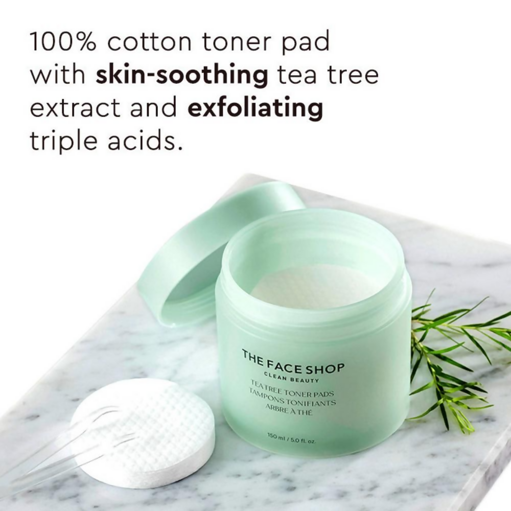 The Face Shop Tea Tree Toner Pads For Acne & Oily Skin With AHA, Ip BHA, PHA & Hyaluronic Acid  Grab2Buy The Face Shop Grab2Buy