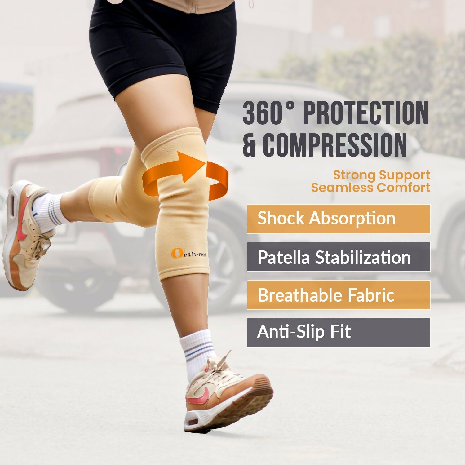 Orth-Rem Knee Cap Support For Men & Women (Pair) Knee Brace Pain Relief 