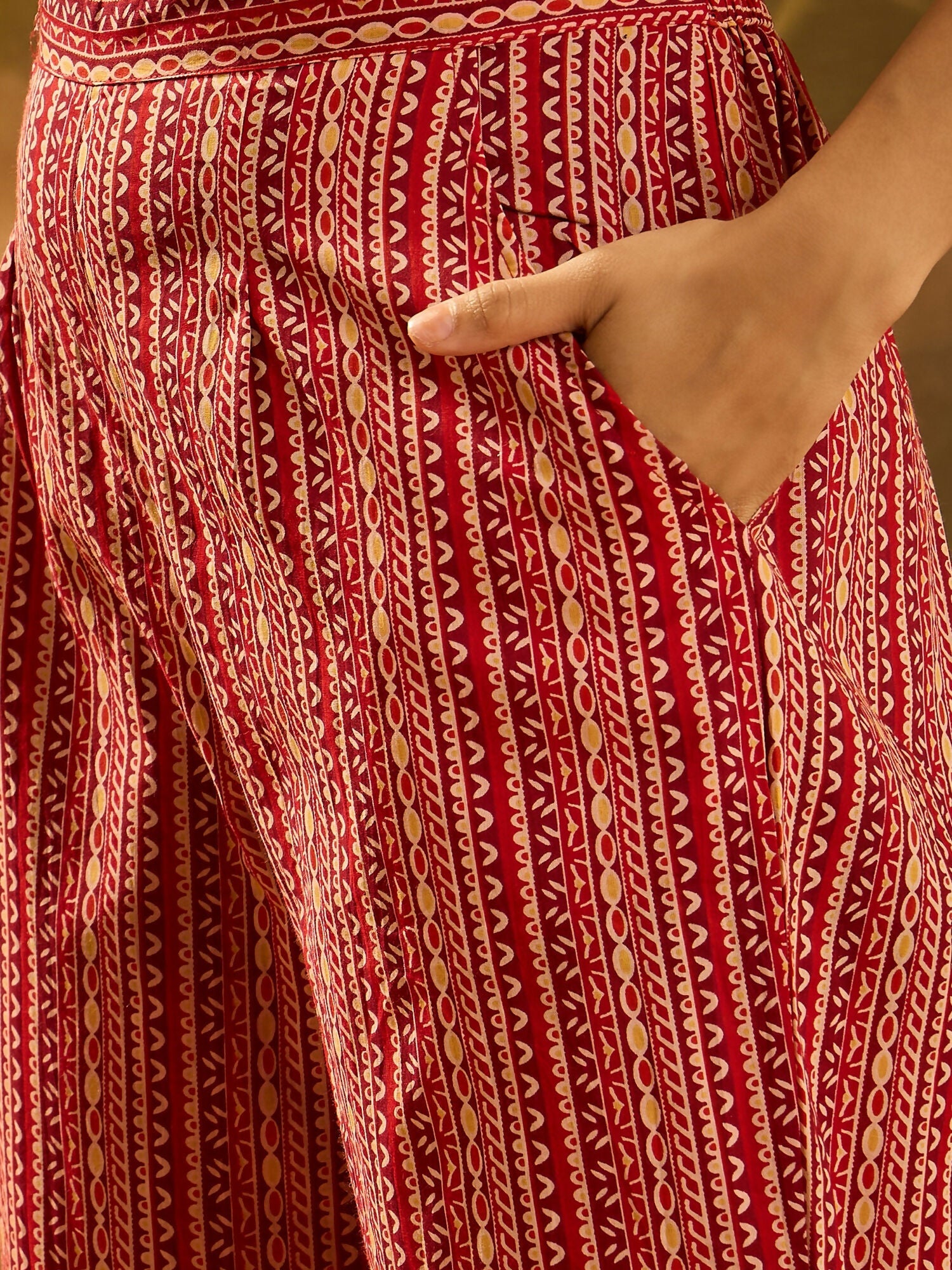 Joban Fashion Printed Red Pure Cotton Kurta Set