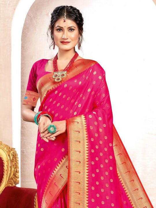 Shree Shyam Fashion Paithani Silk Magenta Saree