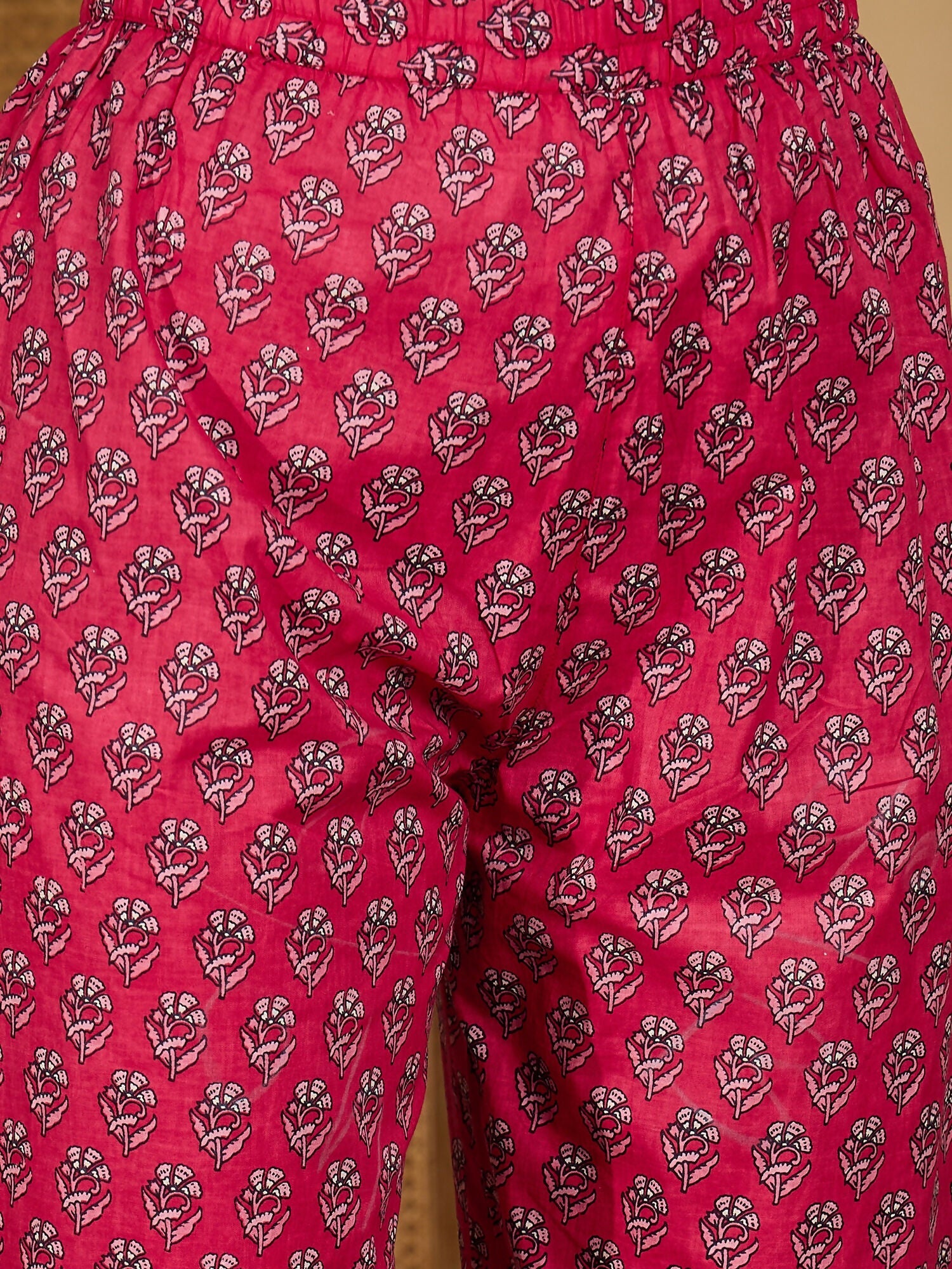 Joban Fashion Printed Pink Pure Cotton Kurta Set