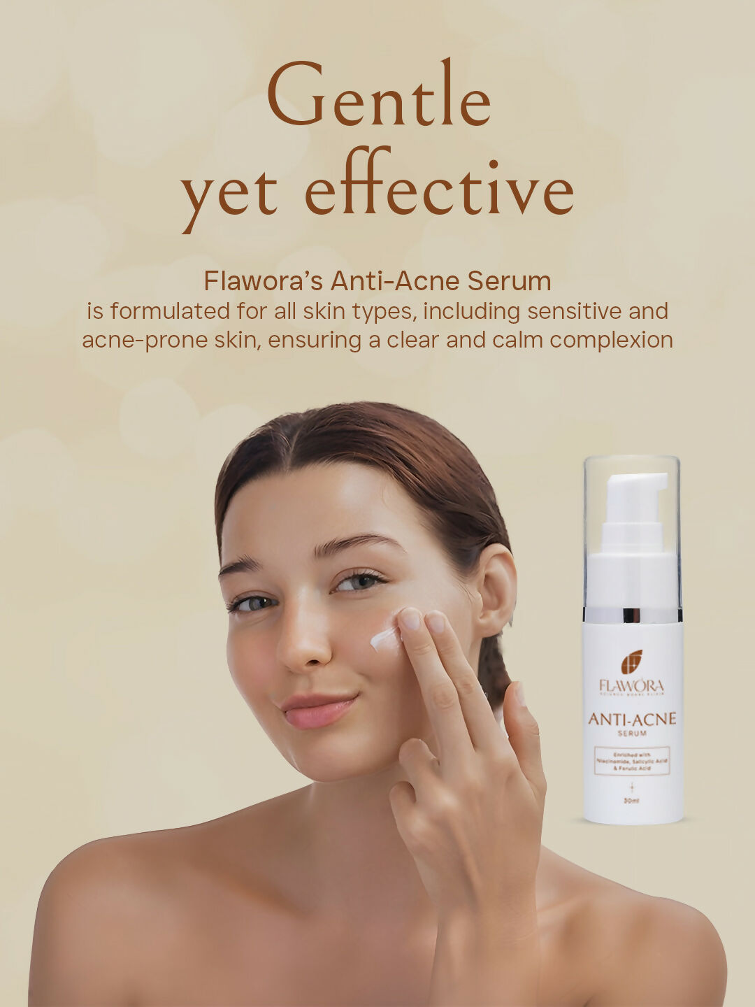 Flawora Set of Anti-Grey Hair Serum, Anti Acne Serum and D-Tan Lotion