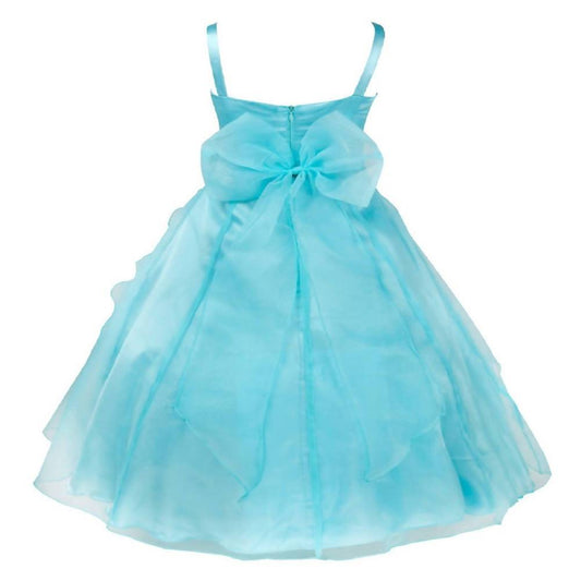 Asmaani Baby Girl's Sky Blue Colour Satin A-Line Knee Length Dress (AS-DRESS_22090) - Grab2buy