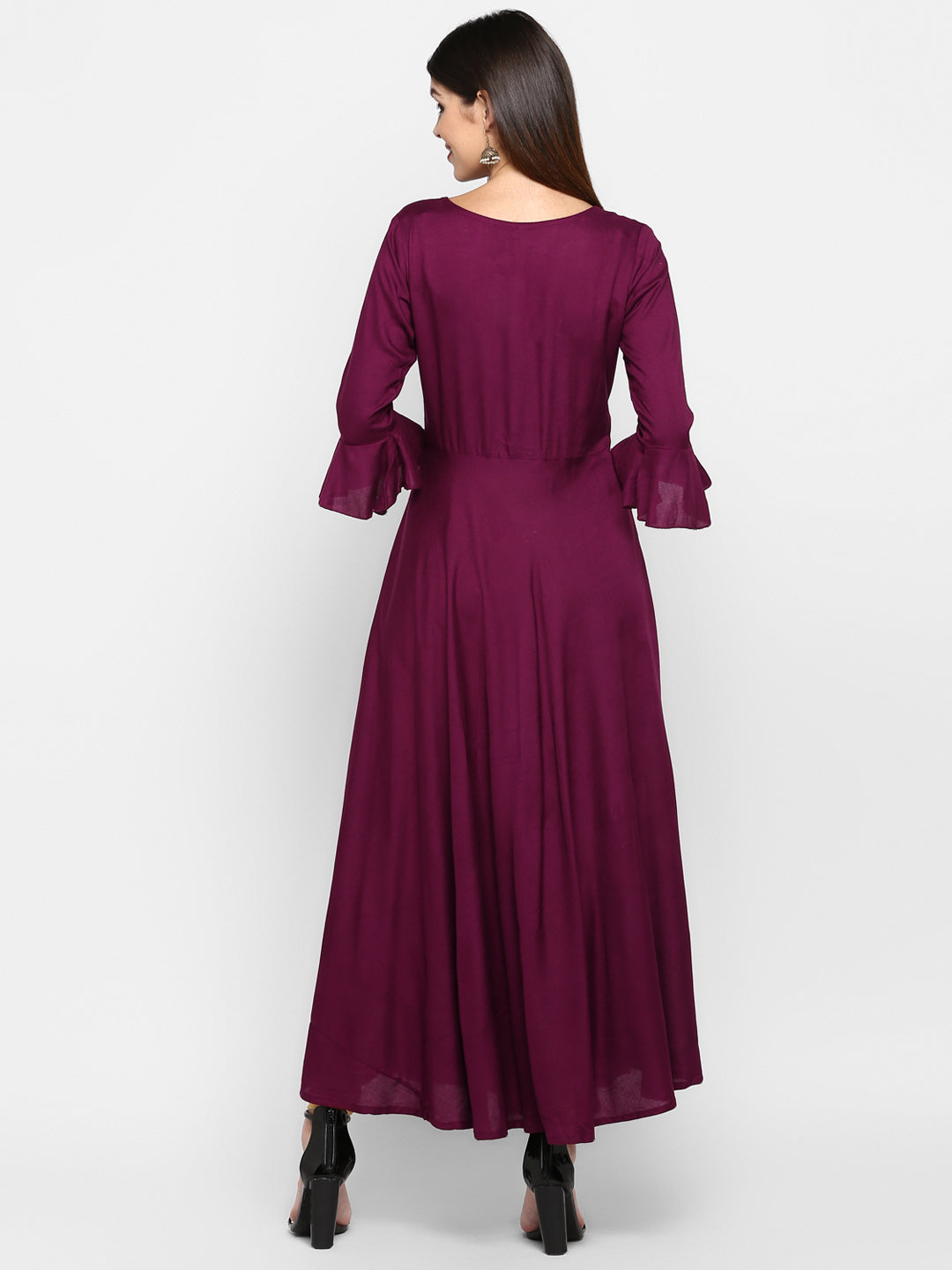 NOZ2TOZ Women Purple Rayon Kurta (1pc) 