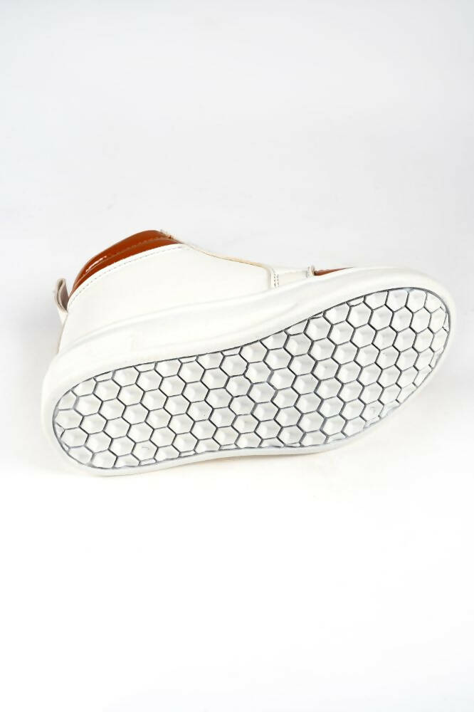 Tiny Bugs For Boys & Girls Mid Top Sneakers - White & Tan  Grab2Buy Tiny Bugs Grab2Buy
