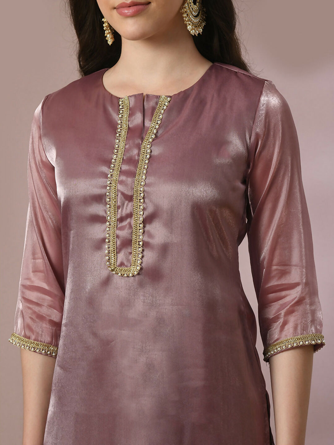 Myshka Women's Brown Solid Straight Party Kurta Set