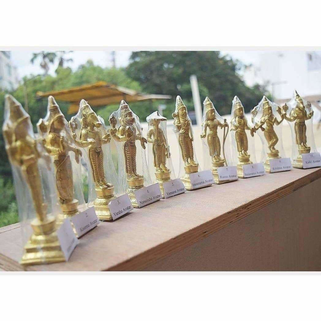 Dasavathara 10 Avathara's of Lord Vishnu-Brass Statue Set - Grab2buy
