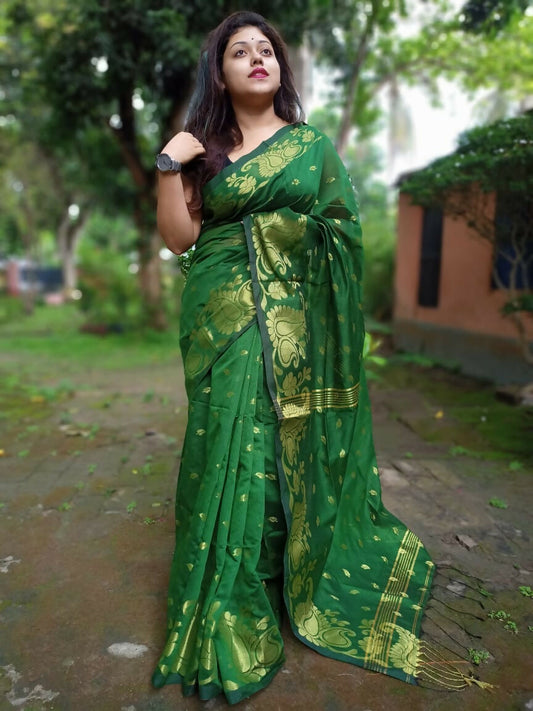 Exclusive Collection Green Beautiful Cotton Silk Grab2Buy 