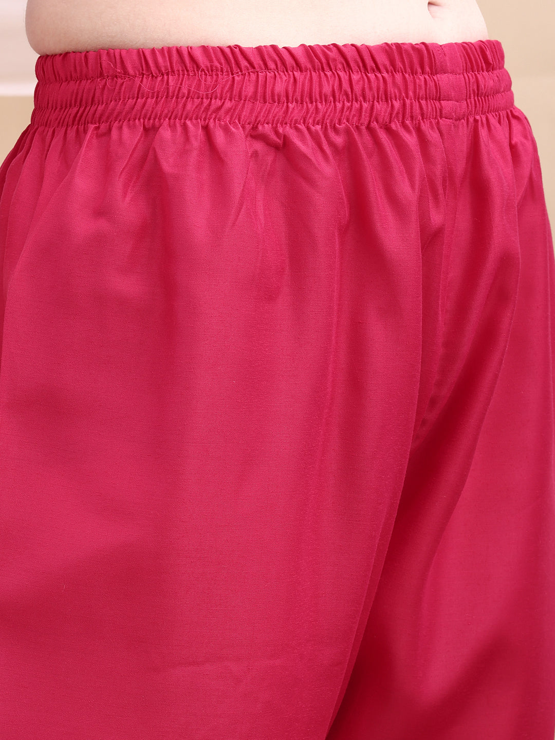 Embroidered Kurta With Pant & Printed Organza Dupatta, Pink - Hiral Fashion
