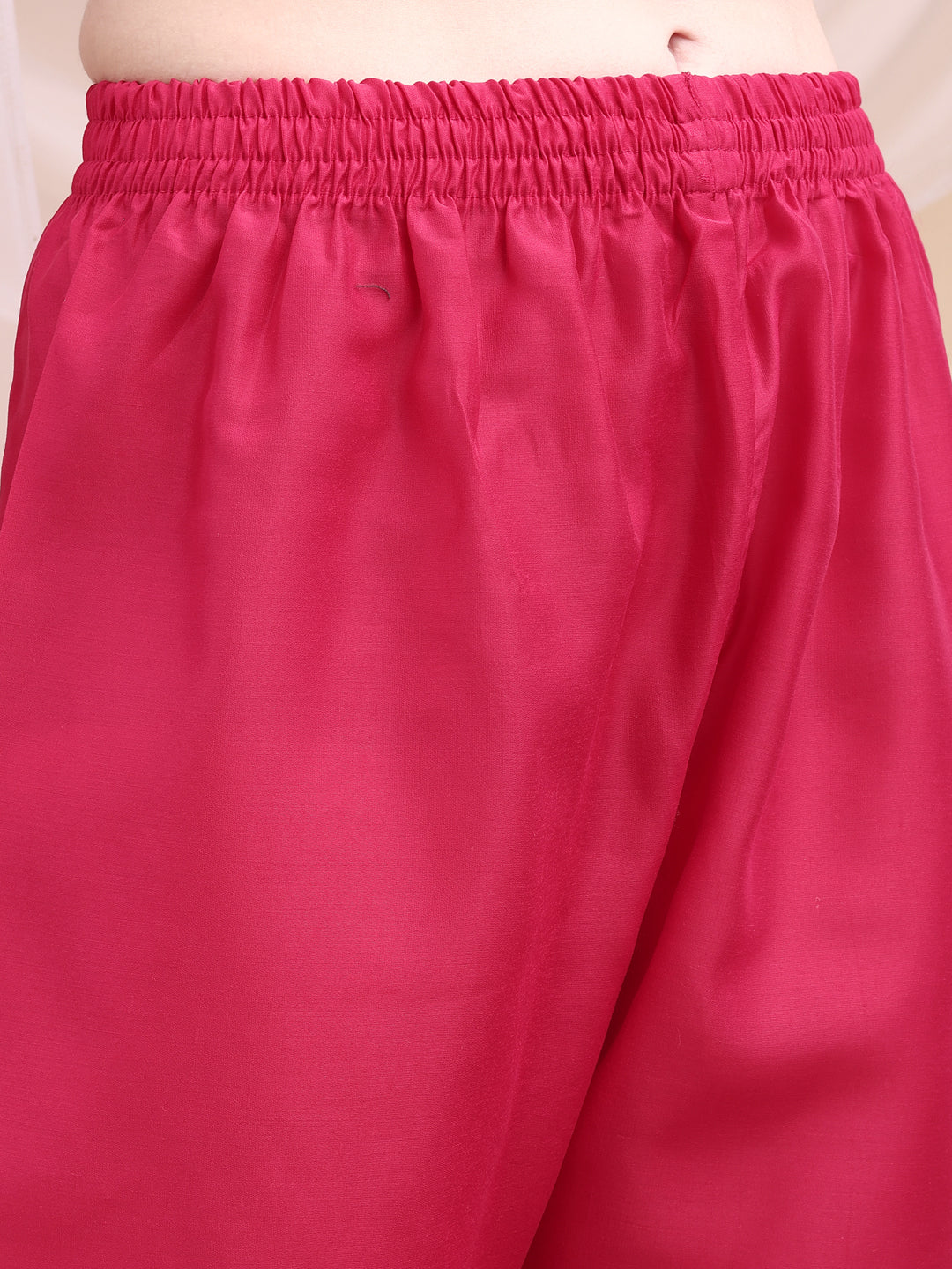 Embroidered Kurta With Pant & Printed Organza Dupatta, Pink - Hiral Fashion