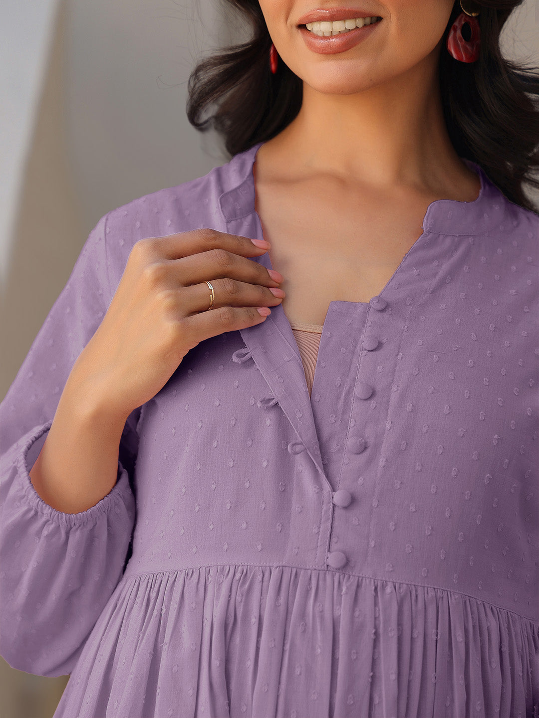 Janasya Light Dobby Cotton Self Design A-Line Kurta Set 