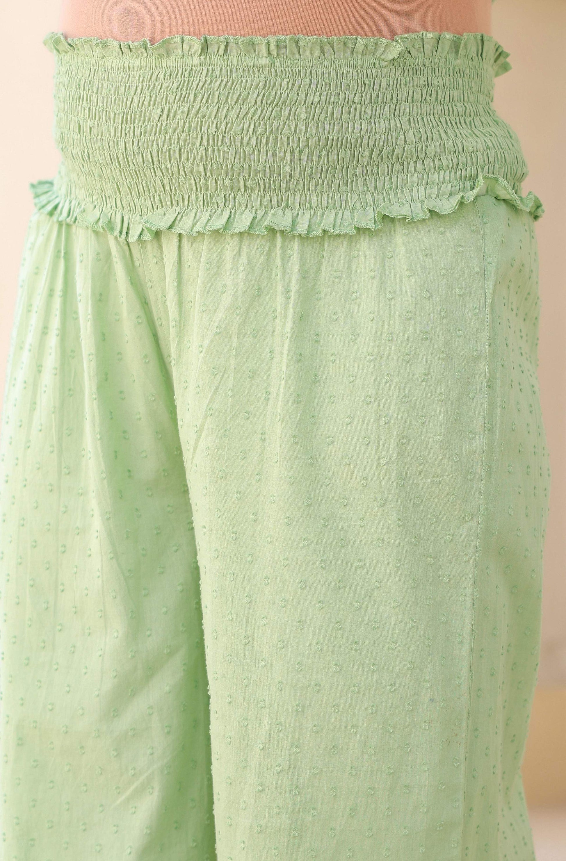Janasya Light Dobby Cotton Self Design A-Line Kurta Set 