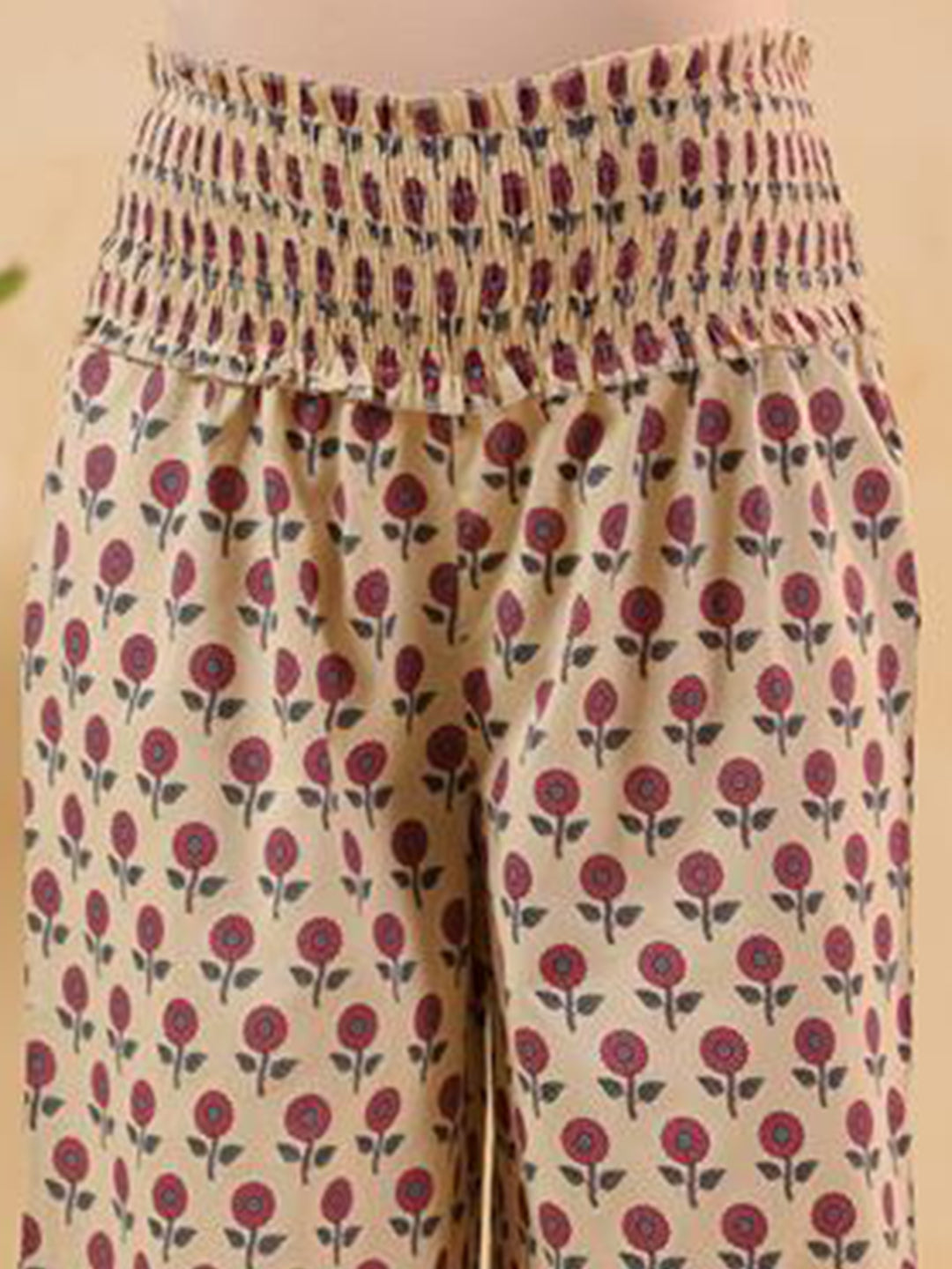 Janasya Light Cotton Floral A-Line Kurta Set 
