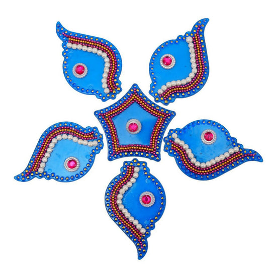 Kundan HandiKrafts Shank Rangoli Blue (Baby) - Grab2buy
