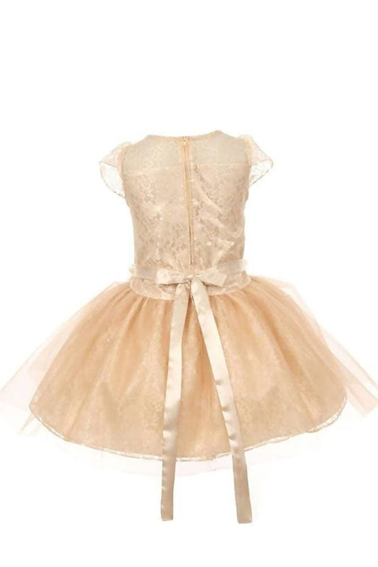 Asmaani Baby Girl's Gold Color Satin A-Line Frock (AS-DRESS_22132) - Grab2buy