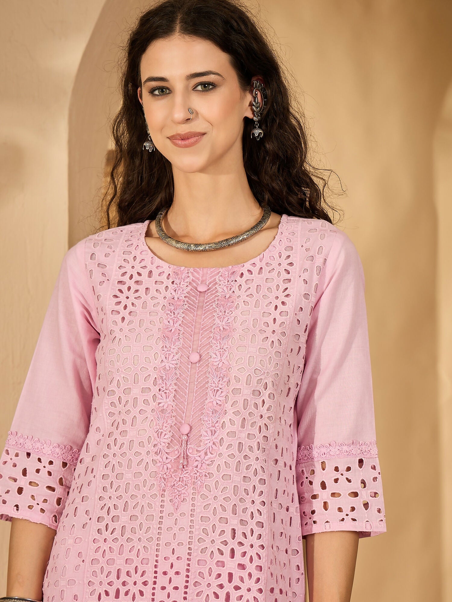 Joban Fashion Embroidery Pink Pure Cotton Cord Set