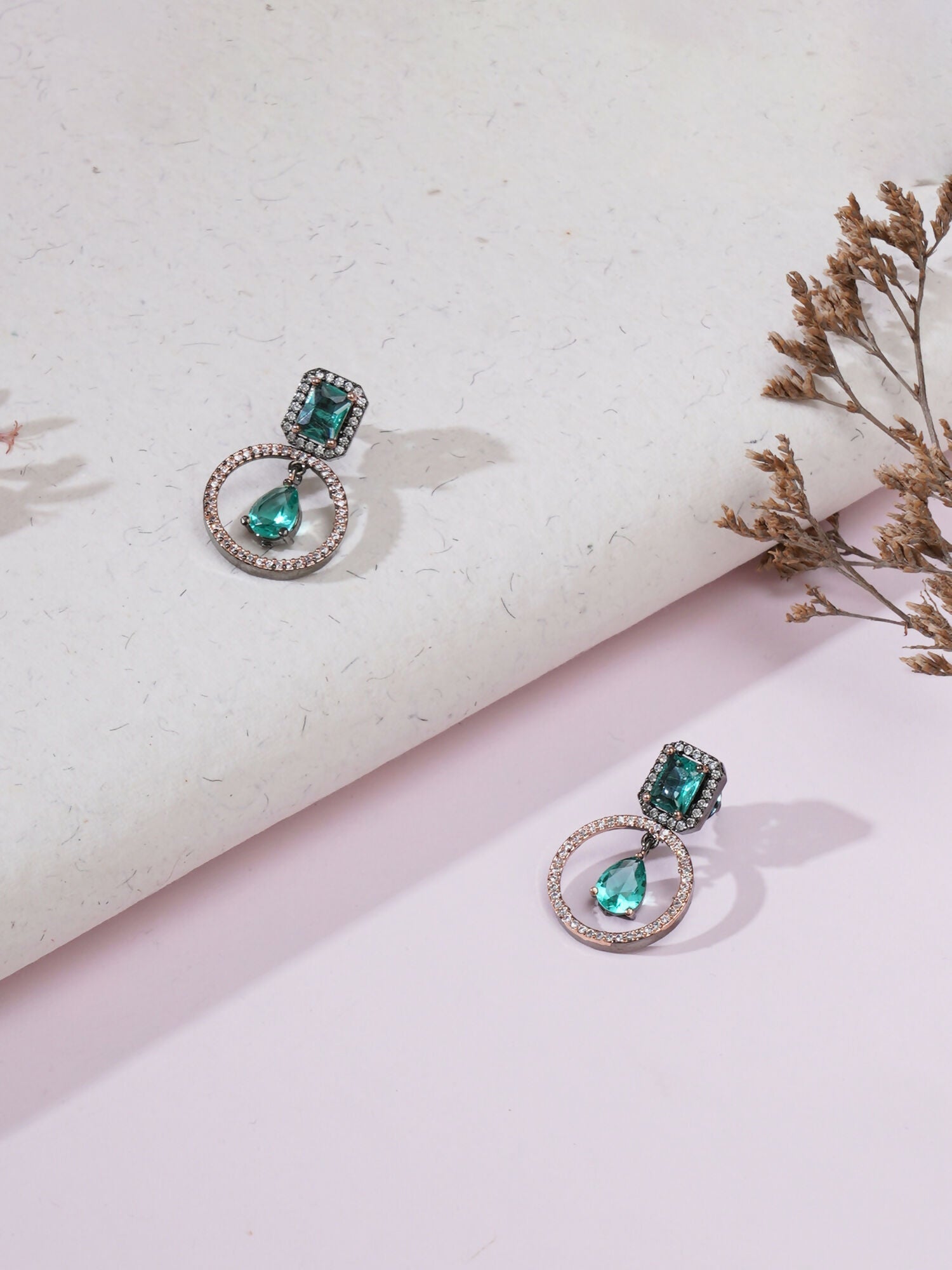 Stone kundan earrings (green) - Ruby Raang - Grab2buy